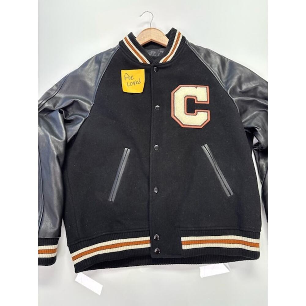 Coach Varsity Bomber Jacket Snap Button Front Logo Patch Black/Gray Mens Size XL - Picture 2 of 16